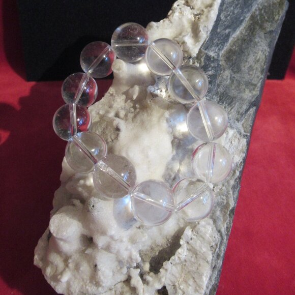 Clear Quartz Crystal Bracelet, Chunky, restrung, Vintage - Picture 2 of 10